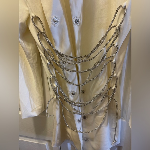 White- Long Sleeve Button Up Dress- Women Small - Picture 2 of 7